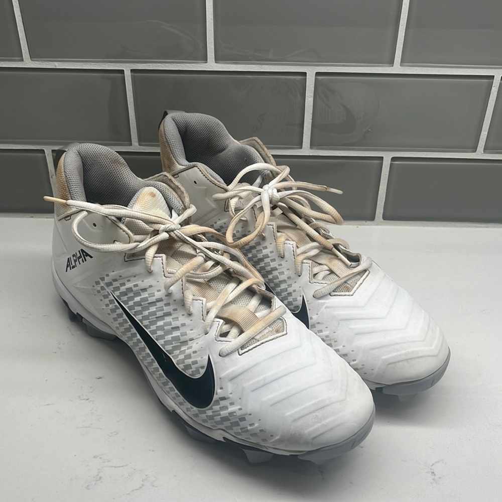 Nike Alpha Menace 2 Shark Football Cleats Mens 12 White Wolf Grey AQ7653-100